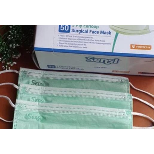 Masker SENSI 3-ply Earloop Surgical Face Mask isi 50