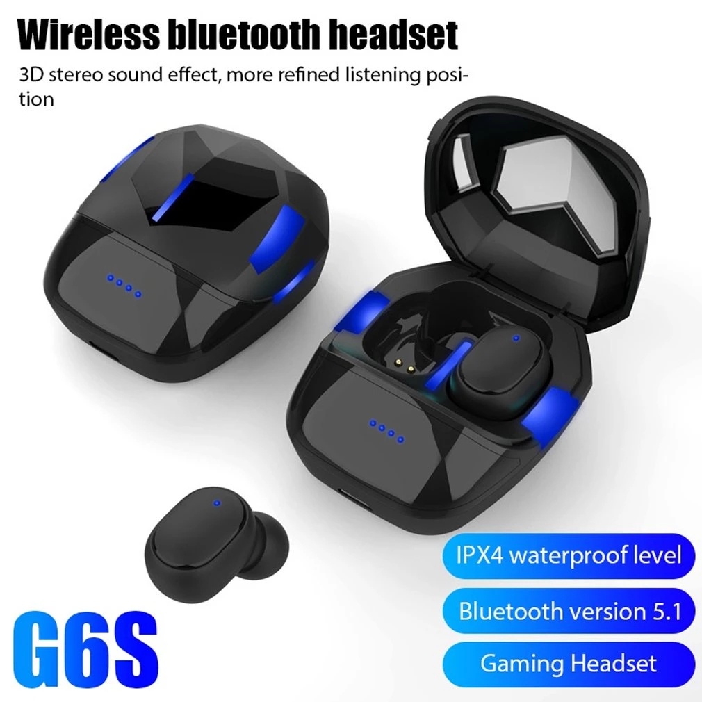 G6S Headset Bluetooth Gaming TWS with Mic 3D Bass Stereo Handset Water Proof Earbud 5.1 Wireless Earphone Headphone