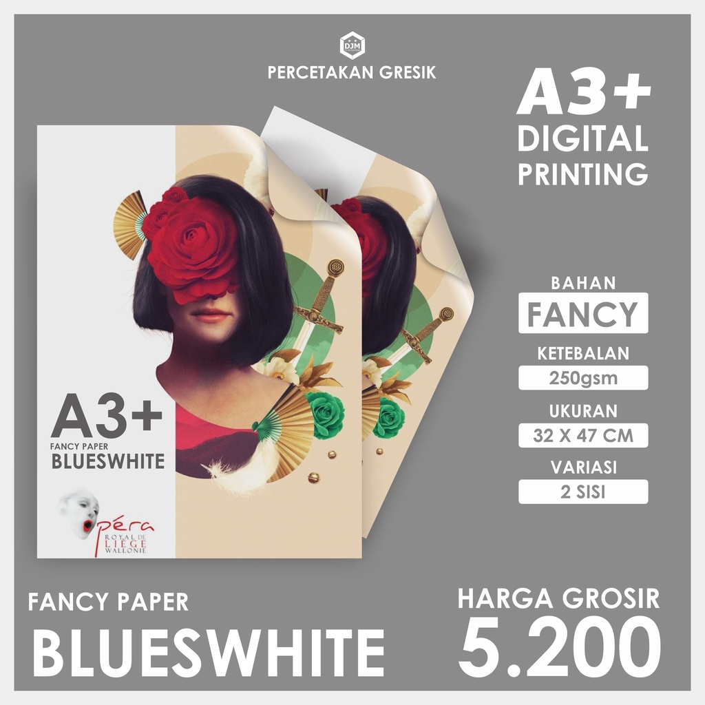

CETAK FANCY PAPER BLUESWHITE | 2 SISI | DIGITAL PRINTING A3+ [HARGA GROSIR & RESELLER