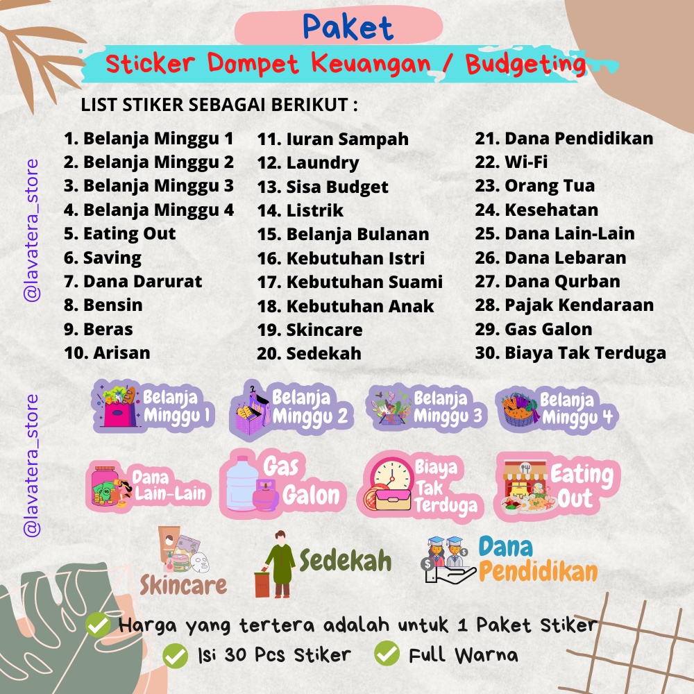 

LS - Stiker Dompet Keuangan/Stiker Budgeting/Stiker Dompet Disiplin (Paket Stiker)