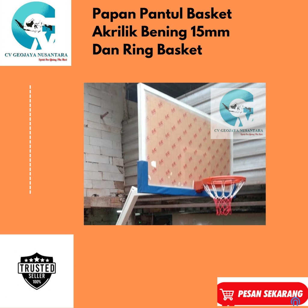 Papan Pantul Basket Akrilik Bening 15mm Dan Ring Basket