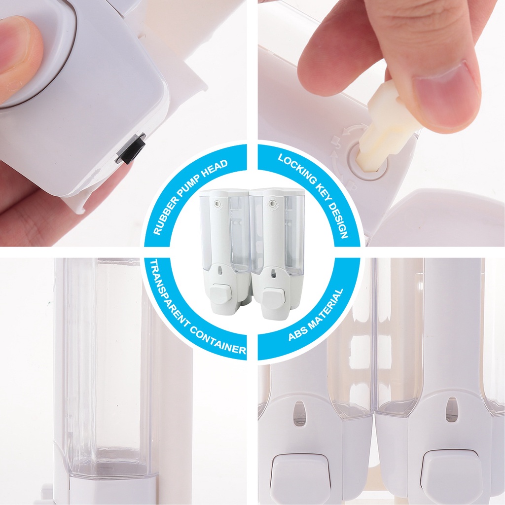 Dispenser Sabun Cair Double Dengan Kunci - Tempat Sabun Cair Ganda