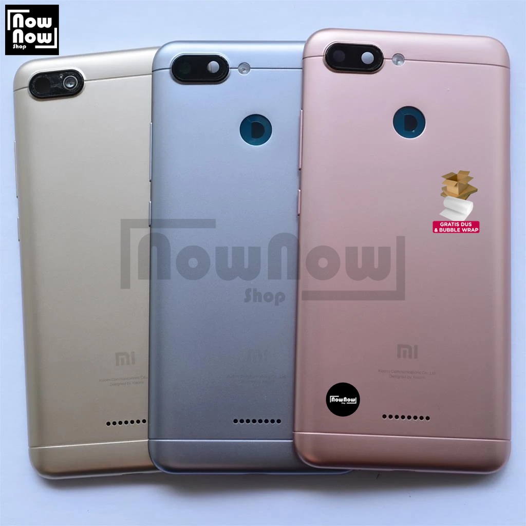 Backdoor Tutup Belakang Baterai Xiaomi Redmi 6 M1804C3DG M1804C3DH M1804C3DI Single SIM Dual SIM Backcover Back Casing Housing Cover Belakang Back Case Panel Replacement