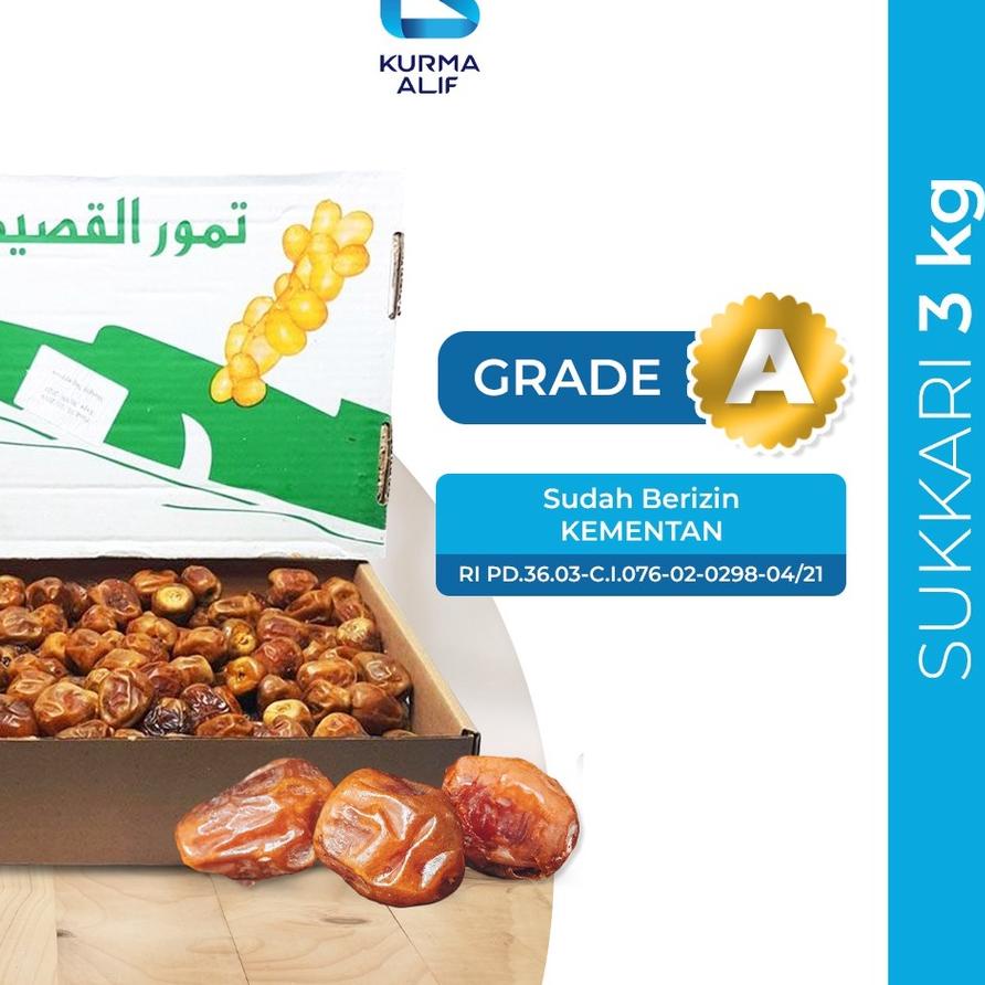 

★ Kurma Sukari Raja Dus 3 Kg Grade A Premium Quality Premium Original ☑