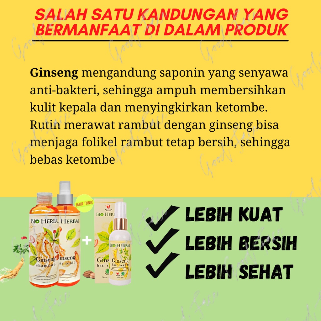 PERAWATAN RAMBUT RONTOK BIO HERBAL GINSENG PAKET 3IN1 SHAMPO + TONIC + HAIR SERUM ORIGINAL