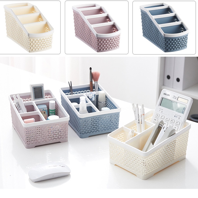 Storage basket 4 sekat 3 warna | Rak Meja Kantor Organizer | Serbaguna