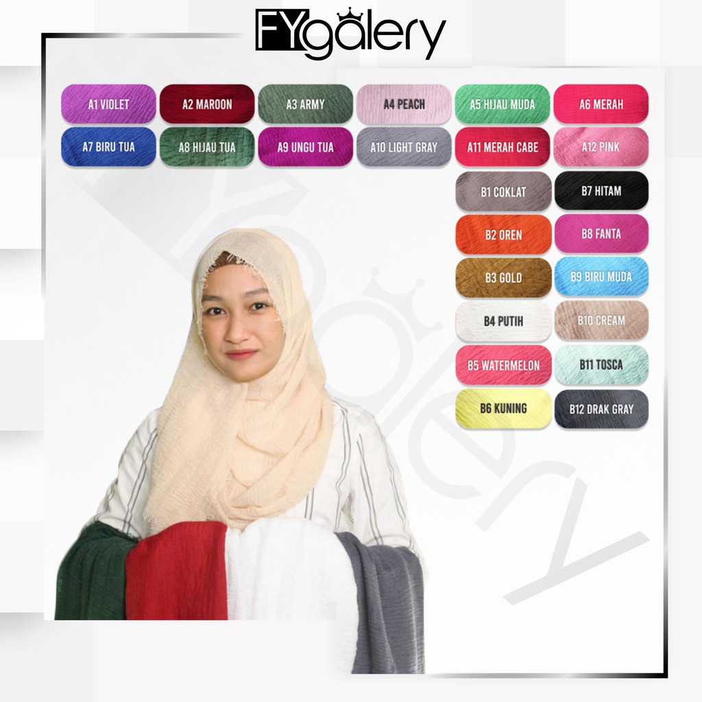 FYGALERY HIJAB Bahan Katun Jilbab Crinkle Pashmina Kain Penutup Kepala Syal Murah