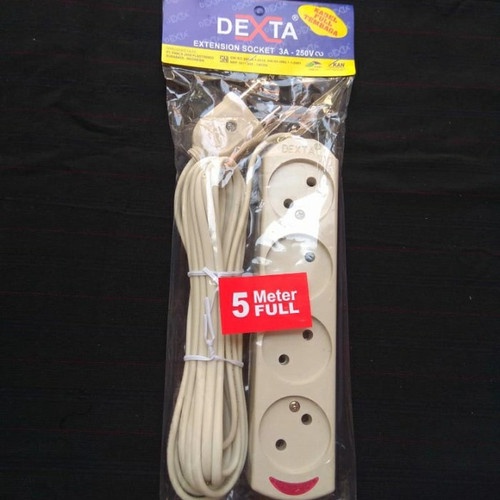 Dexta Stop Kontak Gepeng + Kabel Olor 5m 5 Meter Terminal 2 3 4 5 Lubang