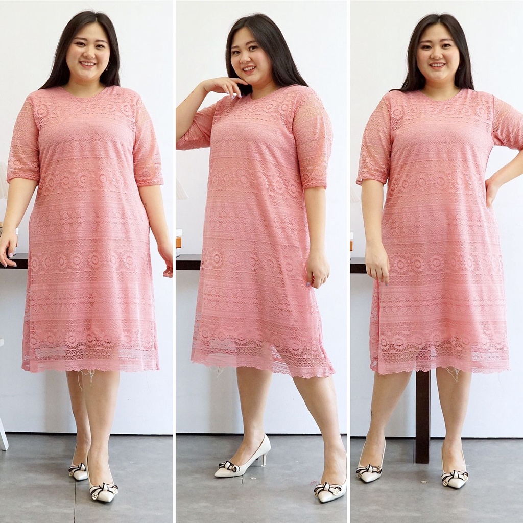 (Jumbo) Dress Ivana Big Size Brukat Malika Jumbo / Dres Brokat XXL / Dress  Bigsize XL Malika / Dress Brokat / Dress Natal Imlek / Dress Gereja