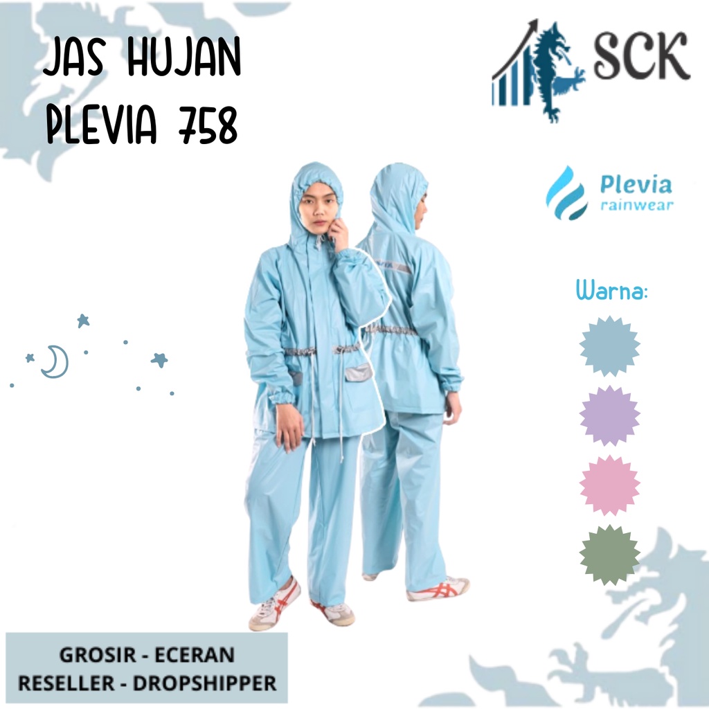 Jas Hujan Plevia 758 Dewasa Model Setelan Polos Jumbo - Raincoat Mantel Setelan Wanita Dewasa Plevia GROSIR