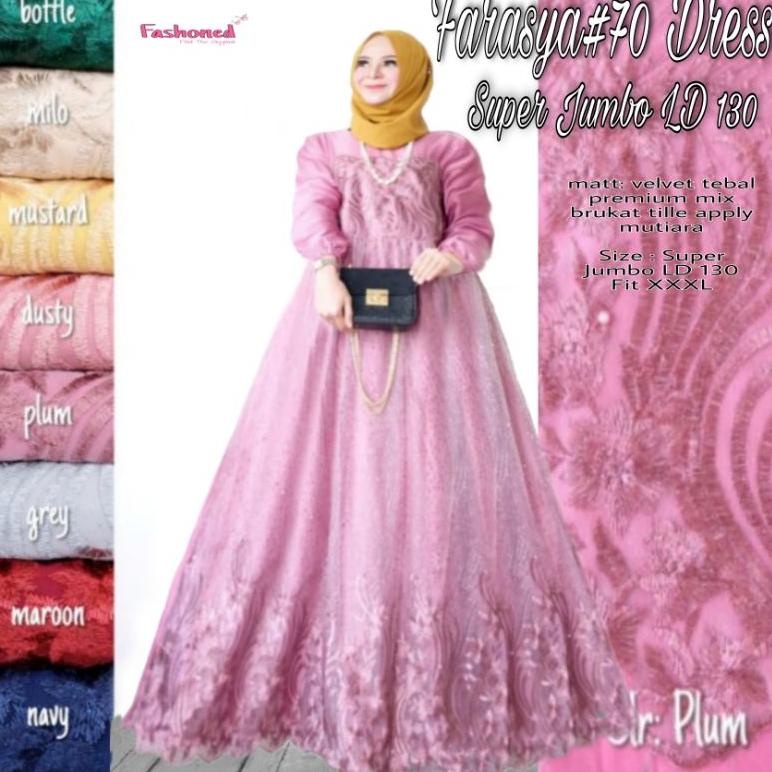 STOK TERBATAS Farasya Dress Super Jumbo LD 130 Gamis Tile Gamis Brukat Jumbo LD 130 Gamis Brukat Jum