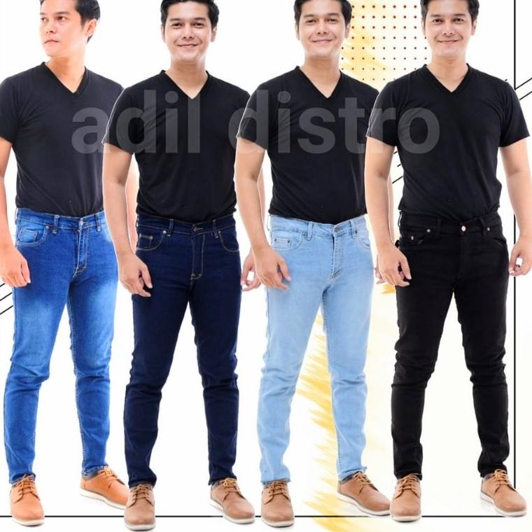 STOK TERBATAS Celana jeans pria slim fit pensil panjang bahan jins lepis denim karet ngaret melar wa