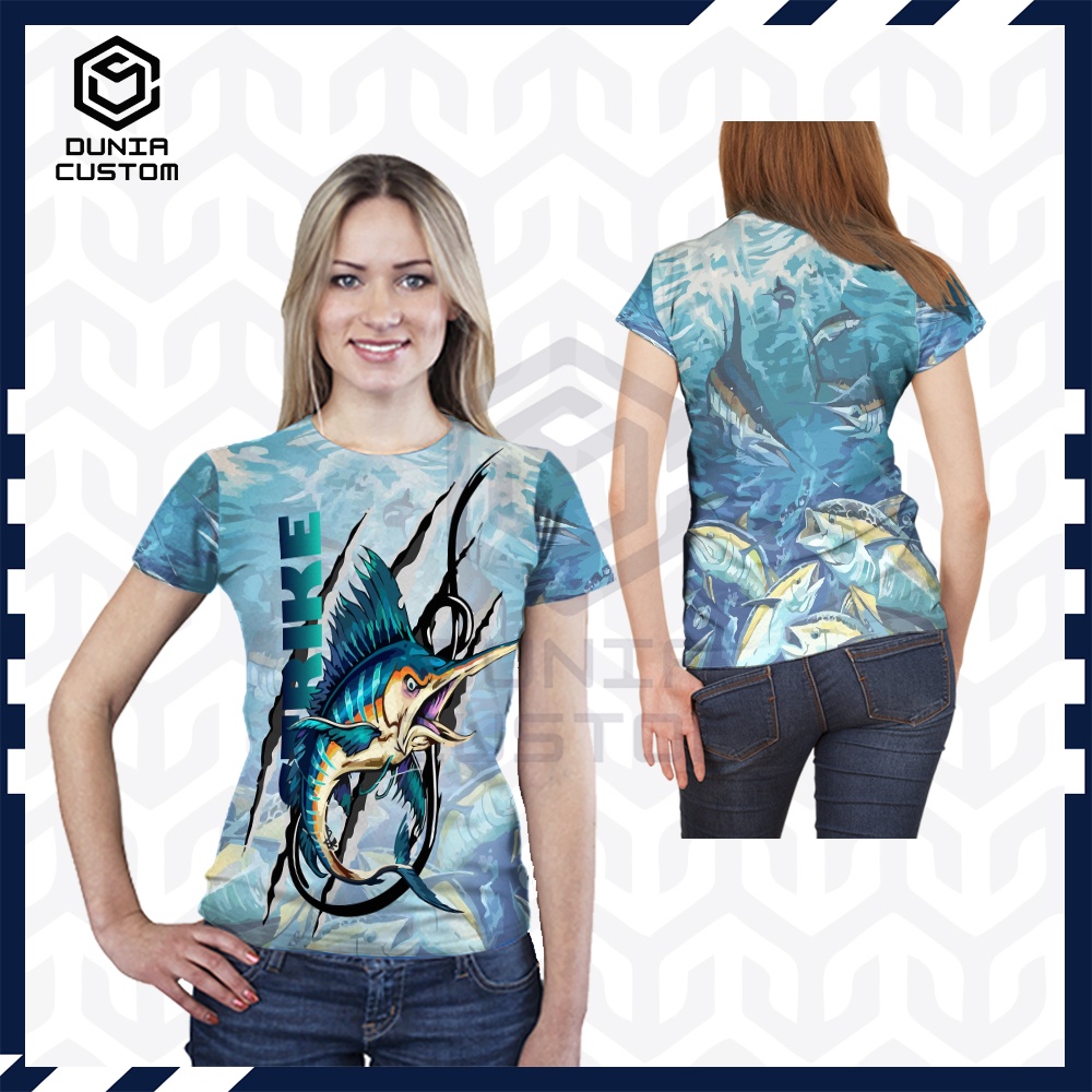 Kaos Mancing Mania Wanita - Kaos Wanita Lengan Pendek Mancing Mania Fullprint