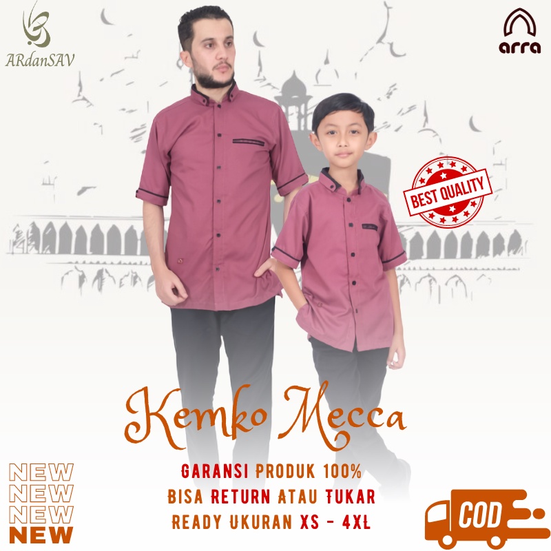baju koko couple ayah anak laki laki premium terbaru 2024 lengan pendek warna mauve ukuran jumbo xxl