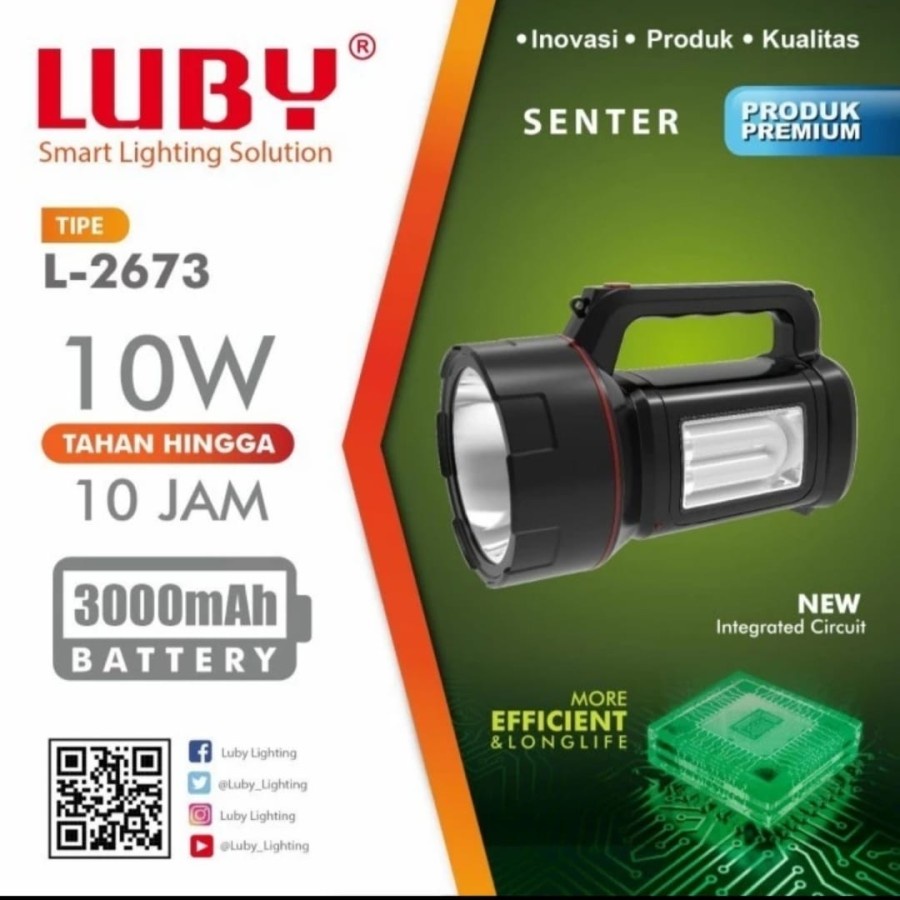 Senter cas LUBY L2673 senter besar 2in1 LED RECHARGEABLE HANDLIGHT