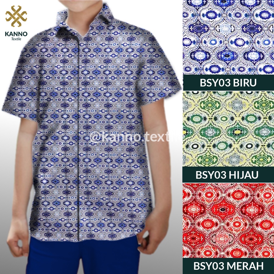 KAIN BATIK SERAGAM SEKOLAH SD SMP SMA BAHAN BSY SANWOS BSY03 WARNA MERAH/BIRU/HIJAU