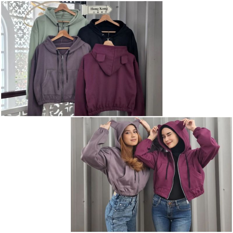 pao sweater hoodie kuping panda lucu/sweater kuping 3D/sweater hoodie ear lucu/sweater wanita/sweate