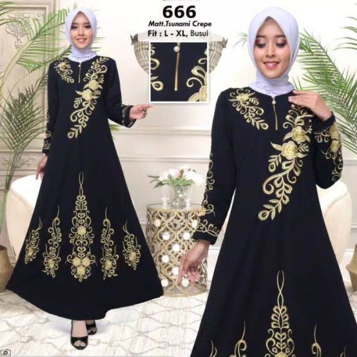 Abaya Abaya bordir kode 20/13 gamis Turkey mewah dress Turki hitam(A9S2) Abaya Remaja Abaya Import S