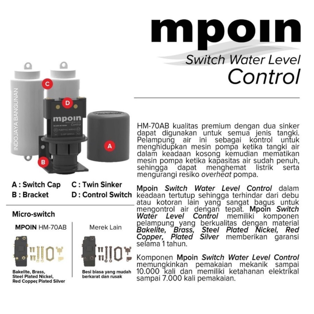Pelampung Air Otomatis Radar MPOIN Switch Water Level Control Tandon Toren