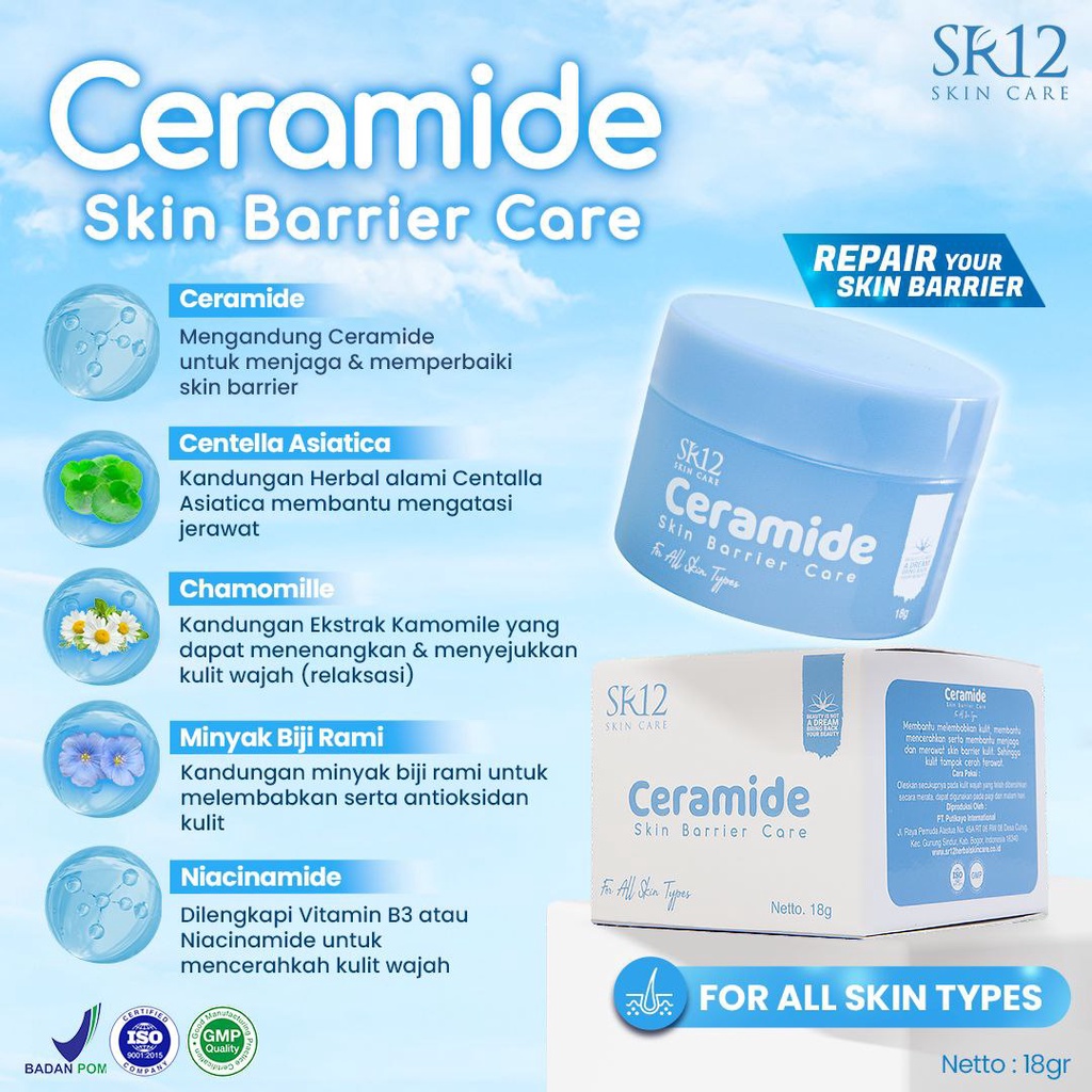 CERAMIDE SKIN BARRIER CARE SR12 / 7X CERAMIDE / MOISTURIZER CREAM / PELEMBAB WAJAH