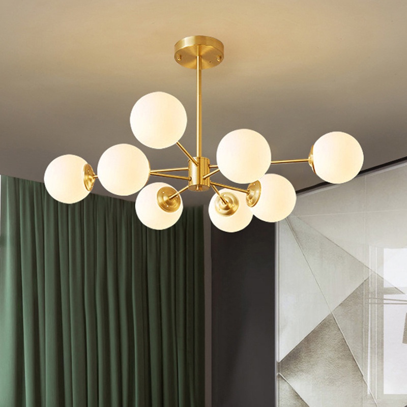 Golden LED Lampu Gantung Nordic 8 Bohlam 3 Warna