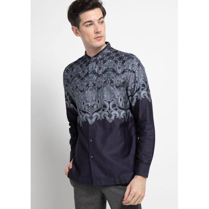 TERLARIS Manzone Kemeja Koko Lengan Panjang Kambarupa LS Shirt Navy /BAJU KOKO PRIA/BAJU KOKO DEWASA