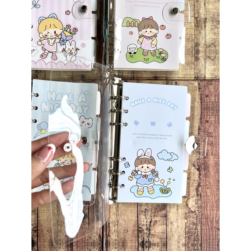 Binder A6 + Isi Karakter Lucu - Binder Cute DIY Planner - Diary Jurnal - Journal - Agenda Organizer Soft Cover