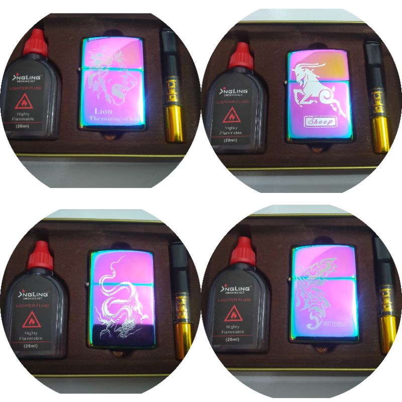 Korek Api Mancis 1 Set Minyak plus Pipa Motif Timbul dan Polos