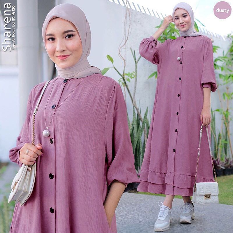 JESLA FASHION GAMIS TERBARU BP SHARENA MAXY BAHAN CRINKLE AIRFLOW GAMIS TERBARU LEBARAN WANITA DRESS