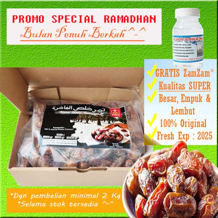 Kurma Khalas Super Istimewa Besar Empuk Lembut Dan Manis Natural Berat 1 Kg 100% Original