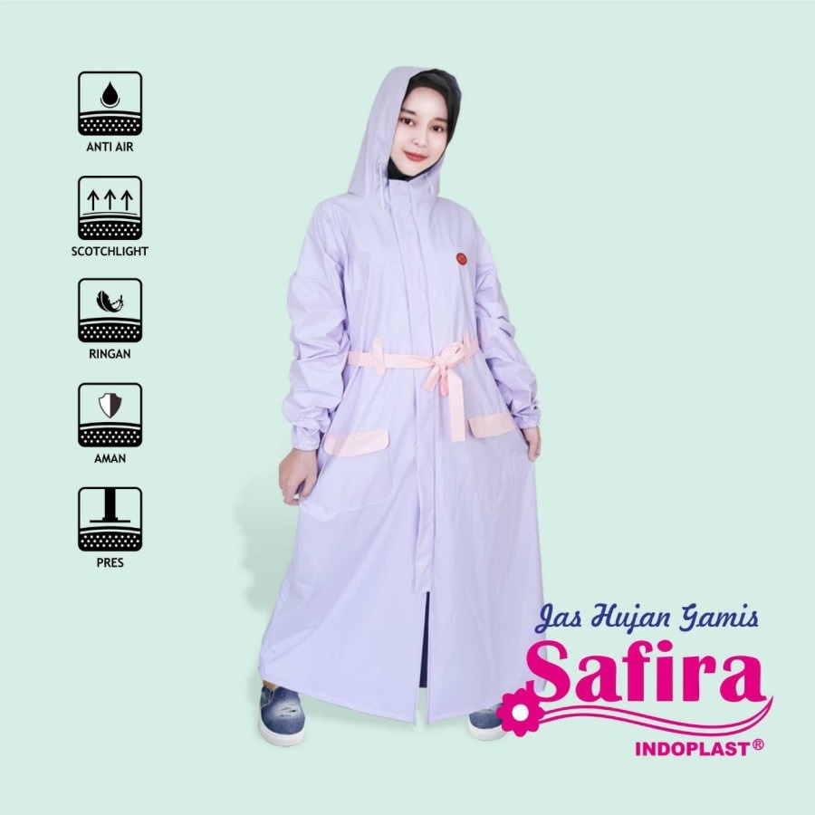 Jas hujan gamis safira mantel hijab rok terusan free tas cakep