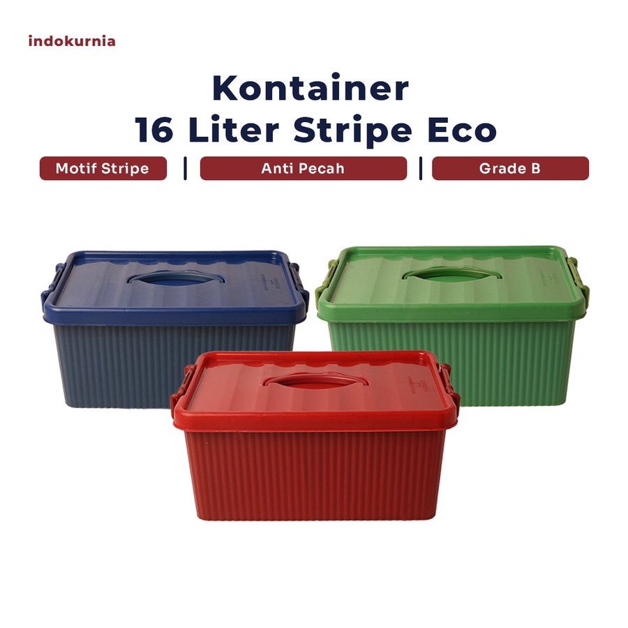 IK - KONTAINER BOX STRIPE ORGANIZER 16 LITER ECO EKONOMIS TERMURAH