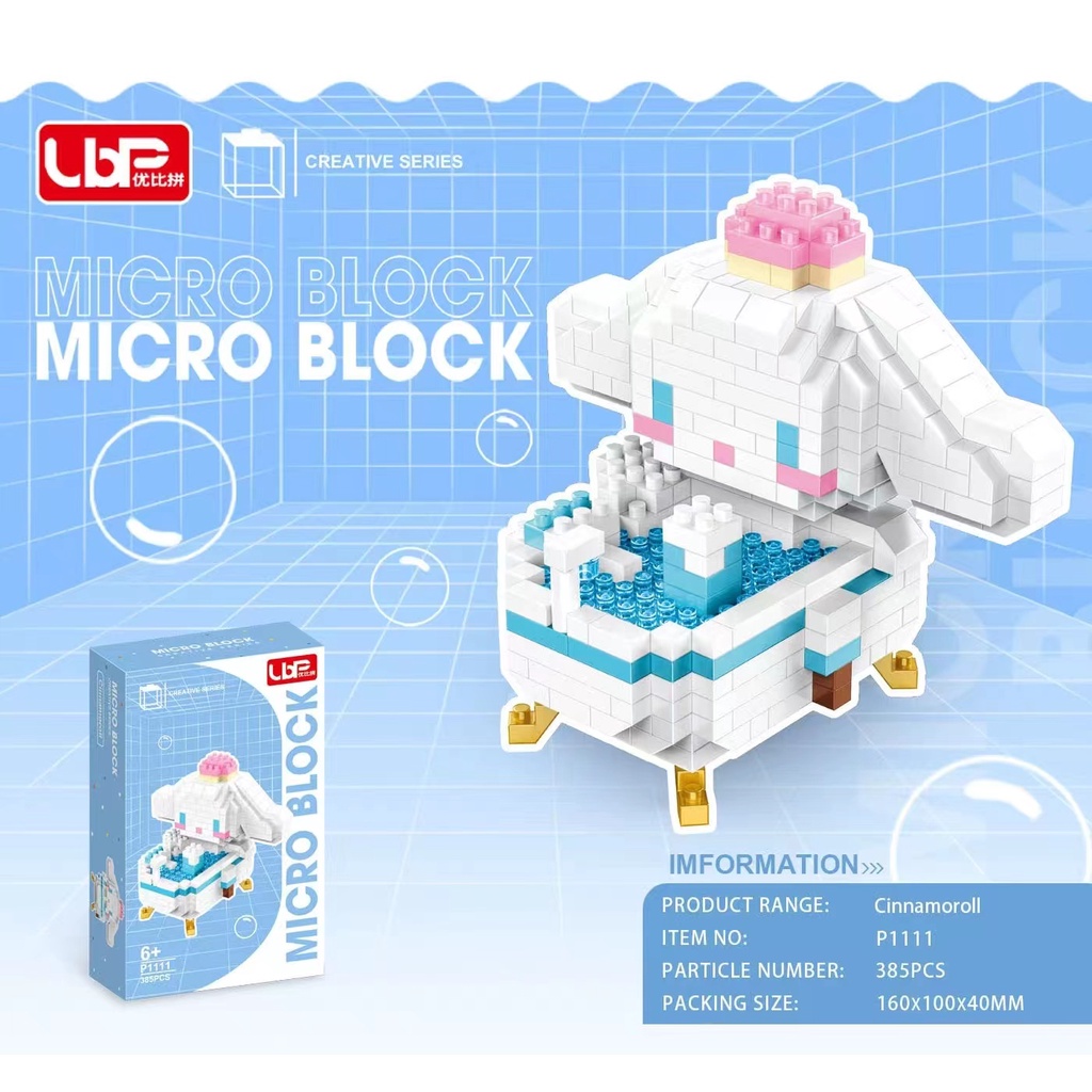 Mainan Balok Susun Nano Block Bathtub Series Doraemon Hello Kitty Mario Purin Lilo Stitch Mickey Melody Stellalou Mainan Anak Nanoblock Balok DIY Bricks