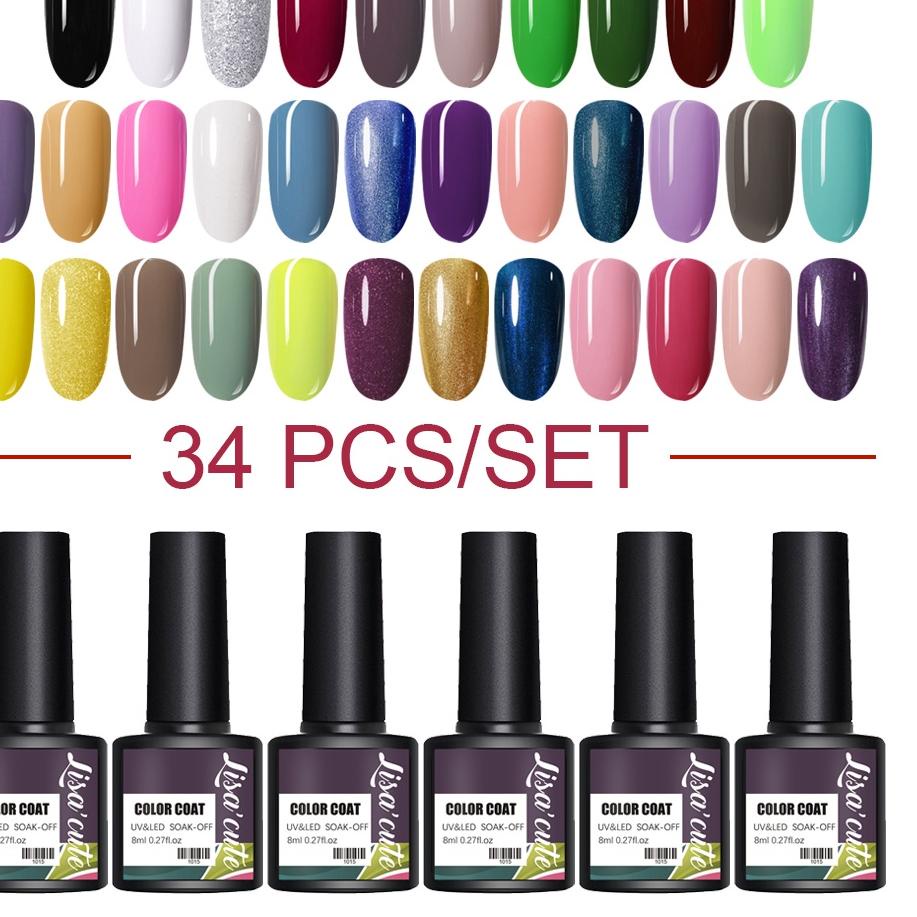Harga Bersaing Set Kutek Gel UV LED gel polish 34 COLOUR nail art Cat Kuku nail Polish
