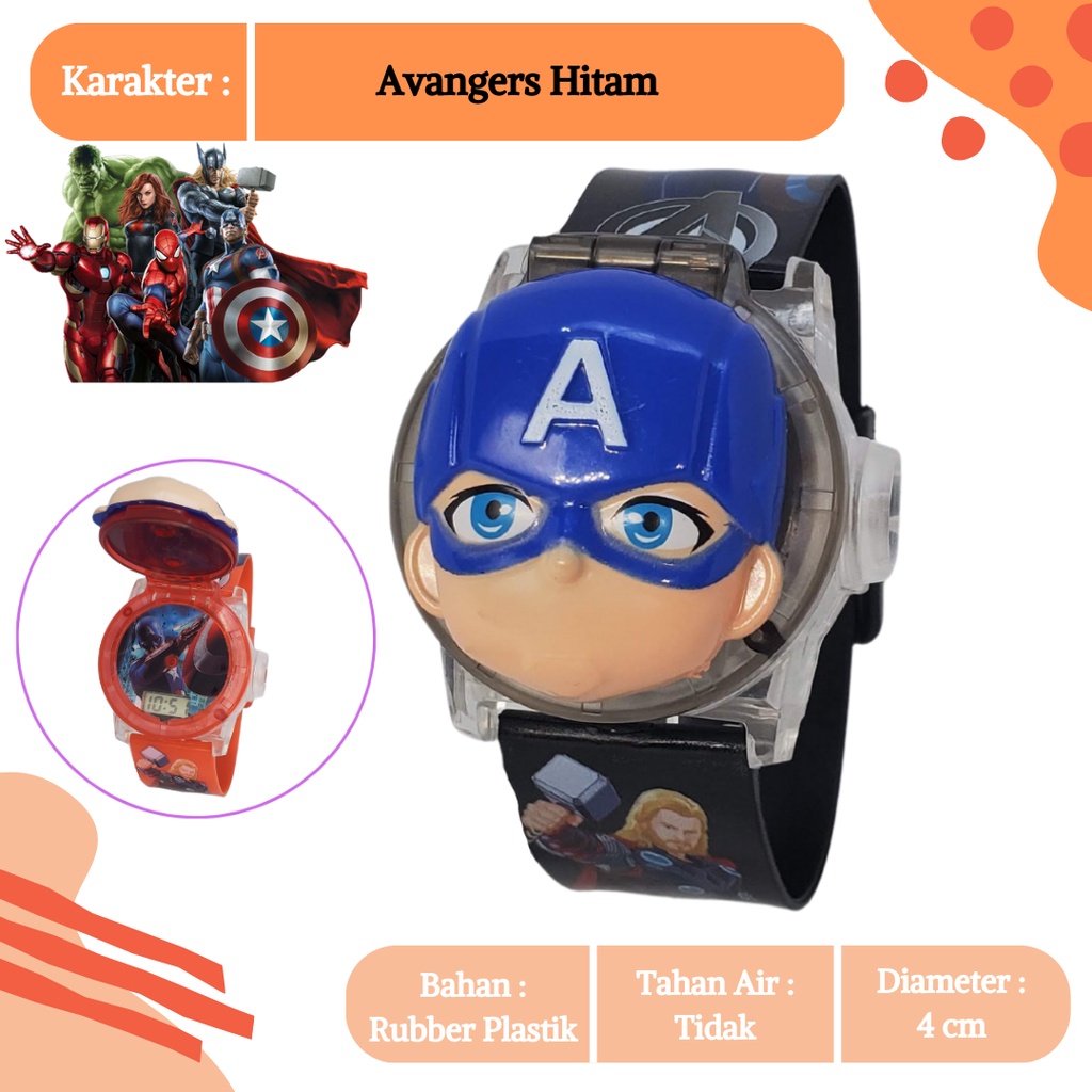 [COD] Jam Tangan Anak Topeng Kepala Cowok 3D Digital Melodi Musik Karakter Kartun Transformer Boboboi Avangers