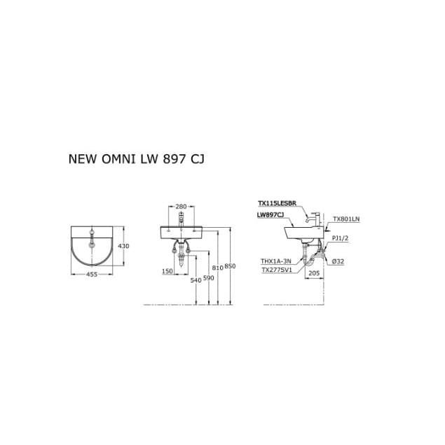 Wastafel TOTO LW 897 CJ White Body Only