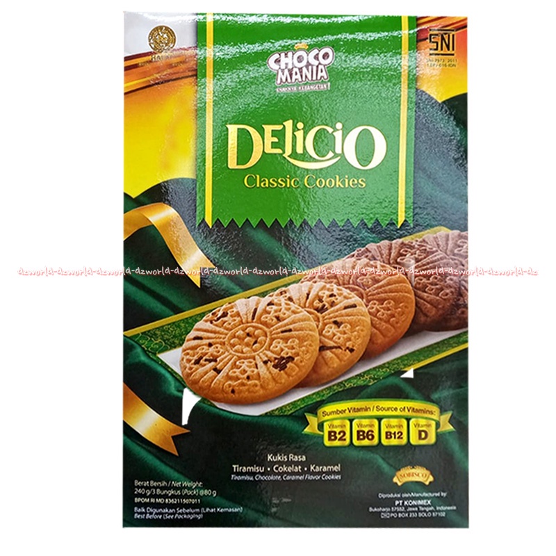 Choco Mania 240gr Delicio Classic Cookies Kemasan Besar Kukis Rasa Cokelat Tiramisu Karamel Cookies Coco Delikio Mania Klasik Kukis