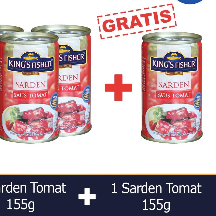 

Limited✅-Paket 3 Gratis 1 King's Fisher Sarden mini saus tomat Makanan Kaleng 155 g kings fisher