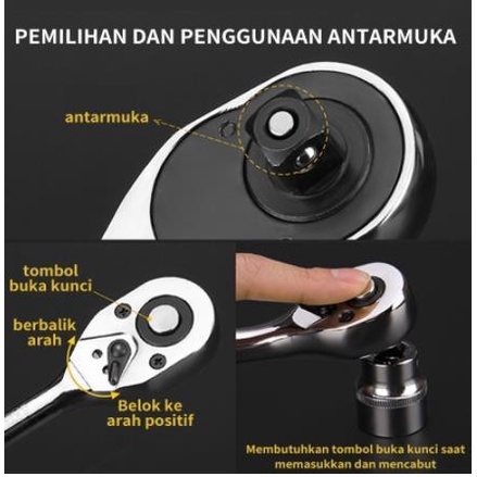 COD KUNCI SHOCK FULL SET 46 PCS SOSKET WRENCH PAS SOK/KUNCI SOCKET SET TOOLS1/4