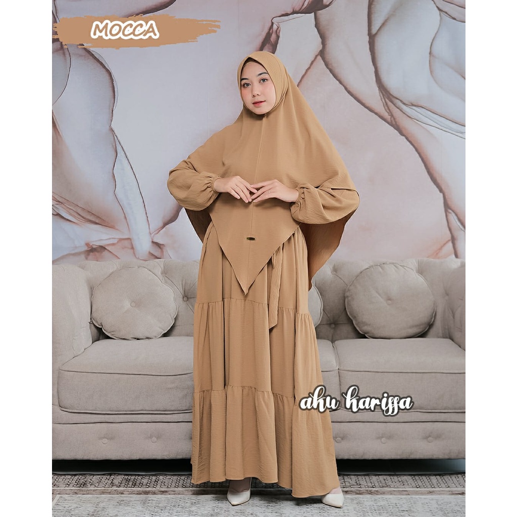 Gamis Set Hijab Ori Aku Karissa Zafira Set syar'i/ Gamis Bahan Cringkle Airflow