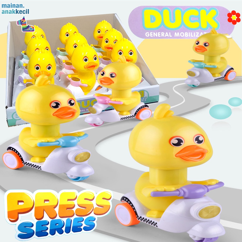 Mainan Anak Pull Back Cute Duck Bebek Naik Motor Pull Back Bebek Mainan Tekan Press