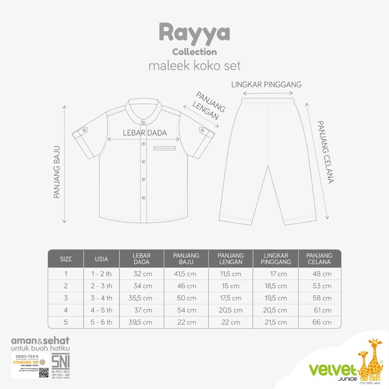 Velvet Junior Koko Maleek - Stelan Baju Koko Anak (VLVT-SKM)