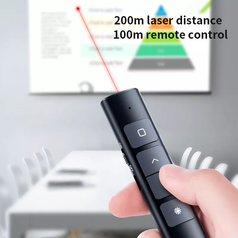 GV8 Taffware Laser Pointer Presentasi Pen Remote Wireless 200 Meter 2.4ghz Qs-216 Black Or-i