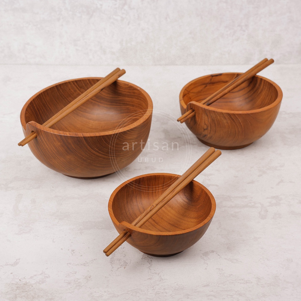 Rudraksha - Mangkok Kayu Jati / Mangkok Kayu Mie / Mangkok Kayu Ramen / Mangkok Mie / Mangkok Ramen 