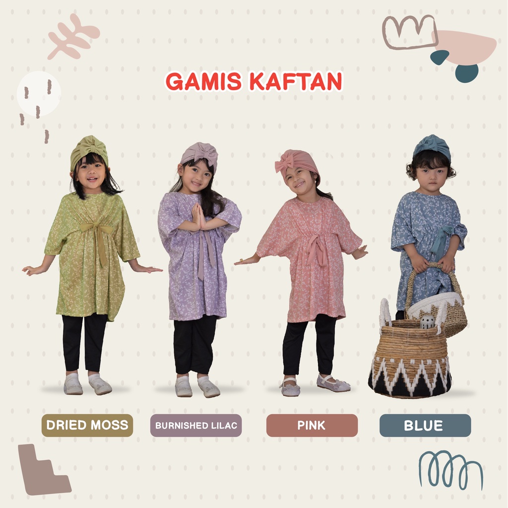 Baju Muslim Anak perempuan Kaftan Turban Legging Set Zahra Dialogue Baby 1-3 Tahun