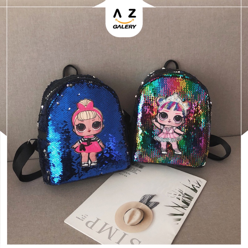 Tas Sekolah Anak Perempuan Karakter LED Ransel Import BackpacK Tas Sequin Multifungsi Tas Selempang Anak Sequin 3D Azgalery T159