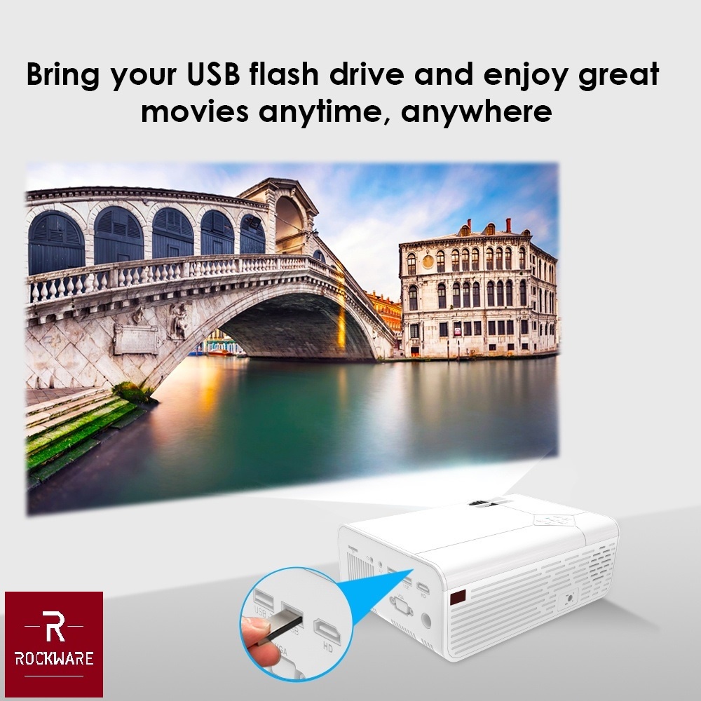 ROCKWARE A13S WIFI VERSION - HD Projector 3000 Lumens - Support 1080P