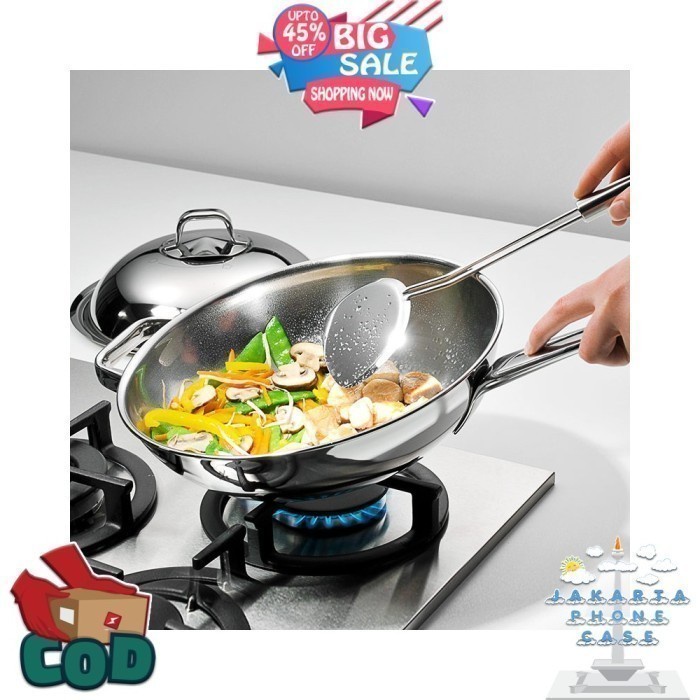 Terlaris Penggorengan Lid Metal Wmf Wok Wajan Anti Lengket Stainless Steel 30Cm