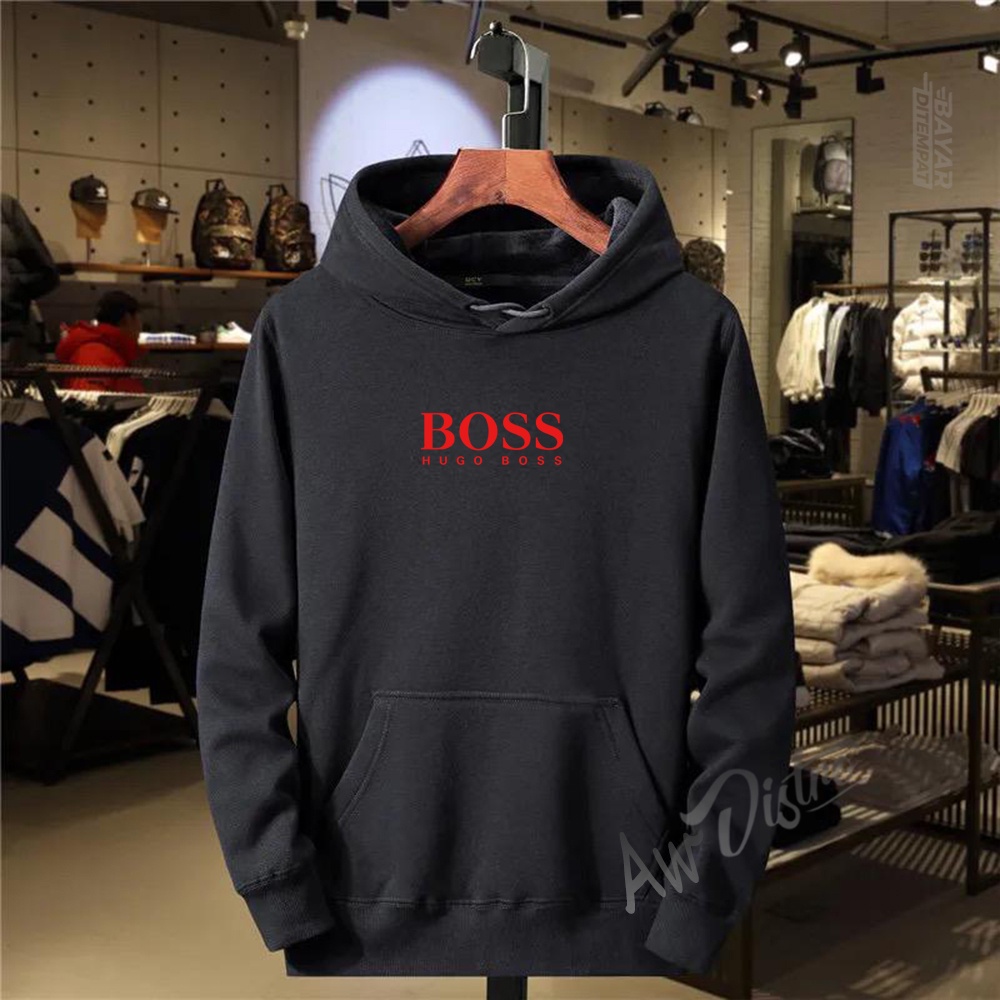 COD Hoodie Distro Hu90 B055 Text Merah Premium Quality Sweater Tulisan Jaket Cewek/ Cowok Kata-Kata Hoodie Sablon