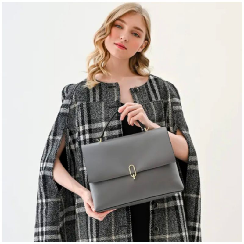 Tas Travel Les Catino New York Queen's Flap Satchel Black Grey/11